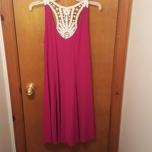 Fuchsia dress with beautiful lace back